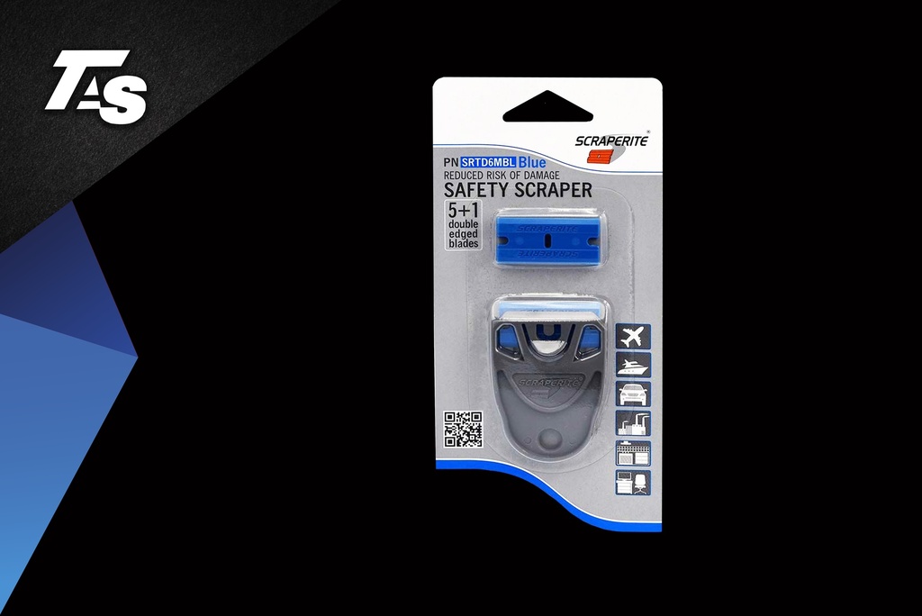 SCRAPERITE 1 SHORT HOLDER + 6 BLADES BLUE RECTANGLE            